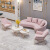 北欧简约办公室接待沙发 创意沙发卡座 服装店休息布艺沙发椅定制 桃花椅子粉色