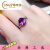 SNQP紫水晶戒指女925简约时尚紫色宝石开口戒指环韩版送女友 白银色紫水晶戒指