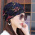 适用于 适用于化疗后女帽子夏天薄款化疗帽子透气夏天后女士帽薄 牡丹藏青(封口) M(56-58cm)