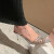 浅町名媛仙女法式单鞋透明婚鞋水钻尖头高跟鞋女后空单鞋PVC包头凉鞋 银色凉鞋 34