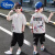 迪士尼（Disney）男童夏装套装2023新款薄款儿童唐装中大童汉服中国风夏季复古潮衣 白色 150