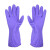PLJ 808-2紫色加绒厨房卫生清洁防水防油洗衣短款无接袖手套 2付装