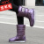 百鸣威冬季新款加绒雪地靴女中筒防水防滑棉鞋保暖东北高筒加厚底长靴子 G63-紫色 36