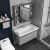 赛诺纳美 太空铝收纳储物柜岩板台盆陶瓷盆智能浴室镜柜组合洗手盆卫浴柜 [加厚铝材]莫兰迪灰60CM-一体