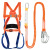 COFLYEE 高空作业安全带五点式户外施工耐磨爬杆保险带安全绳电工腰带 全身双小钩2米