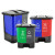 鲁识 LS-ls46 新国标脚踏分类双格垃圾桶 商用连体双桶垃圾桶 20L蓝灰(新国标)
