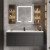 摩恩阳光系列现代简约陶瓷一体浴室柜组合智能卫生间实木洗手洗脸洗漱台 60cm陶瓷一体盆-智能方镜