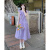 浅沫容法式圆领飞飞袖气质连衣裙女夏季温柔甜美风别致设计小众长裙 紫色 S