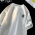 蔻玥美式重磅t恤男320g高克短袖款夏季复古潮刺绣宽松上衣服麂皮半袖 白色 M