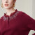 贝加尔品牌洋气针织衫上衣冬季水钻蕾丝花边领羊绒衫宽松毛衣 里约红 L/105
