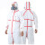 3M 4565白色带帽红色胶条连体防护服XXL 1件 防尘液态化学品喷洒 实验室工业清洁作业