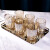 MathDeray创意轻奢感水杯家用玻璃杯客厅杯具杯子喝水待客茶杯套装 咖色+金色金属托盘* 285ml 6只