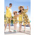 迪士尼草原旅行亲子装夏一家三口海边度假多巴胺沙滩母子母女连衣裙套装 黄色 爸爸XXXL 185-200斤