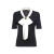LIME FLARE莱茵春季黑色短袖针织T恤小众法式围巾领复古设计感 黑色 S