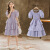 超超鸭（CHAOCHAOYA）儿童公主裙夏装新款韩版方领格子连衣裙中大童蛋糕裙女童装 紫色 110