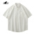 雀之音美式重磅棉短袖衬衫男夏季纯色翻领口袋休闲衬衫白色衬衣夏季外套 白色 L110-125斤