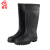 者也 高筒雨靴 长筒雨鞋工地安全防护雨靴防汛雨靴防滑防水防油黑色 标准款 44码