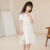 妙曼芬女童夏季套装2024年新款时尚洋气公主套裙白色短袖半身短裙两件套 乳白色 150cm