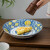 美浓烧 2022新款福字纹盘子 家用水果沙拉盘 日本进口陶瓷餐具大碟子 龟甲蓝松纹（23.5*5cm）
