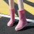 锐麻   雨鞋女款成人中筒外穿防滑雨靴工作鞋厚底胶鞋厨房洗车防水鞋 粉红色 38 