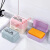 适用洗衣肥皂盒带盖大号卫生间沥水个性创意学生宿舍便捷香皂盒双层 卐蓝色+粉色两个装 XL