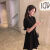 贝吉棋新款法式复古设计感小众改良版旗袍赫本风黑色修身连衣裙 黑色 XS 建议75-85斤