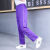 季玲学生穿的夏天裤子校服裤子紫色两道杠紫色校服裤男女春秋运动长裤 紫色双白条 S/130