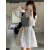 诗枫言白色连衣裙夏季薄款2024新款复古法式收腰设计感长袖polo领裙子女 白色连衣裙高质量 S