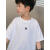 迪士尼（Disney）男童短袖t恤2024夏装新款宝宝洋气半袖中大童宽松儿童上衣薄款 黑色小字母 宽松 110 建议身高100-110