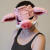 萨默斯动物头饰表演道具搞怪猪头面具手工钩针派对立体小猪头套节日舞台 粉色