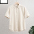 棉感亚麻男士薄款短袖衬衫2023夏季纯色透气排汗商务休闲衬衣 军绿色 E65001 2XL 建议165-180斤