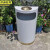 京洲实邦 白色无烟缸款 港式创意不锈钢半圆靠墙式垃圾桶JZSB-9016