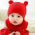贝迪牛（badynoo） 婴儿帽子夏季新生儿宝宝胎帽室内空调护头卤门儿童全棉套头帽三角巾 红色小熊帽子+三角巾 均码 0-10个月