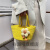 布潮喵 编织水桶包包女2022春夏新款色小清新花朵装饰手提包菜篮子女包 黄色