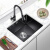 黑色纳米04不锈钢洗菜盆吧台手水槽台下盆厨房嵌入式单槽小 *4基础款