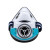 日本重松制作所/SHIGEMATSU防尘防毒口罩面具TW01C焊接防烟矿山打磨喷漆涂装TPE材质 瓷白灰面具主体M码一个不含滤芯