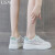 USW女鞋春季2024新款小白鞋女薄款鞋子女简约拼色透气运动休闲鞋女 白绿色（网面） 34