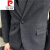 皮尔卡丹西服套装男士格子三件套英伦修身商务职业正装休闲小西装结婚礼服针织 灰色(外套+裤子+衬衫) S