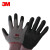 3M 劳保手套 防护手套 舒适型防滑耐磨 劳动防滑粘胶丁腈手掌浸胶 通用透气 灰色L一双