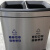 不锈钢分类垃圾桶 大号双桶无盖二合一 大容量干湿分离 商用酒店 20升10L*2砂银钢