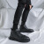 贝纤朵大码马丁靴45秋冬季新款青年时尚靴发型师男皮靴子- 黑色 38