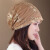 新款秋季夏季女士帽薄头巾帽蕾丝堆堆帽时装帽韩水钻月子帽光头帽 双色绣线浅咖 均码(54-60cm有弹性)