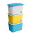 杂物收纳筐塑料收纳箱带盖收纳盒子储物盒整理箱 A 混色2件套特大号静谧蓝+大号芒果黄