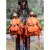 橙央双肩包女2024工装潮牌男女大容量轻便户外徒步登山旅行包书包背包 桔色大号 22L可放15寸电脑