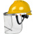 安全帽带面罩全脸防护透明PVC铝包边烧焊防飞溅防冲击打磨面屏 黄色安全帽+支架+6张面屏