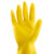 赫思迪格JG-108加厚乳胶手套牛筋工业劳保手套清洁洗衣洗碗手套橡胶手套黄色L码