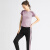 徽昂瑜伽服套装女跑步训练速干健身衣运动套装拼网短袖T恤束脚裤紫M