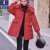 啄木鸟新款羽绒服女冬季中长款女装加厚小个子连帽收腰显瘦羽绒外套 红色 XS 80-110斤