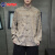 YUSAG联名NASA新中式印花春夏唐装男复古青年中国风长袖衬衫宽松立领中 黄色 5XL