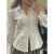 赫玛顿300斤2024学院风显瘦复古宫廷风设计感小众抽绳衬衫女 白色 M80-100斤